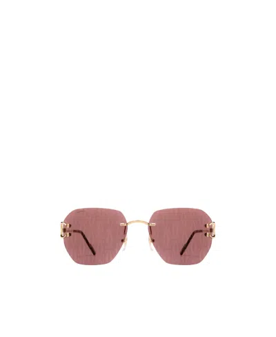 Cartier Logo-decal Frameless Sunglasses In Pink