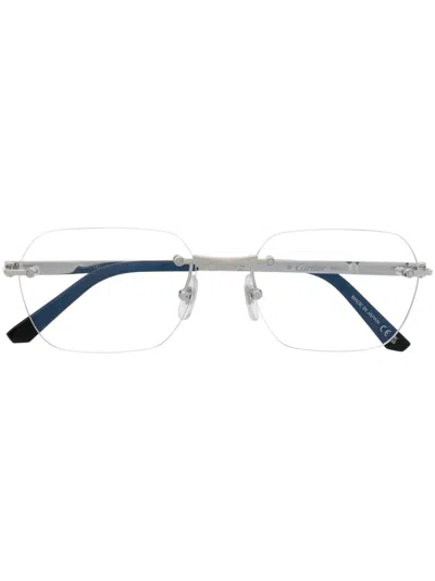 Cartier Logo-engraved Frameless Glasses In Silber