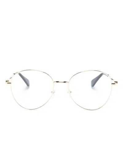Cartier Logo-engraved Round-frame Glasses In Gold