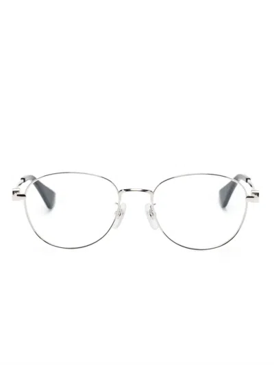 Cartier Logo-engraved Round-frame Glasses In Silver