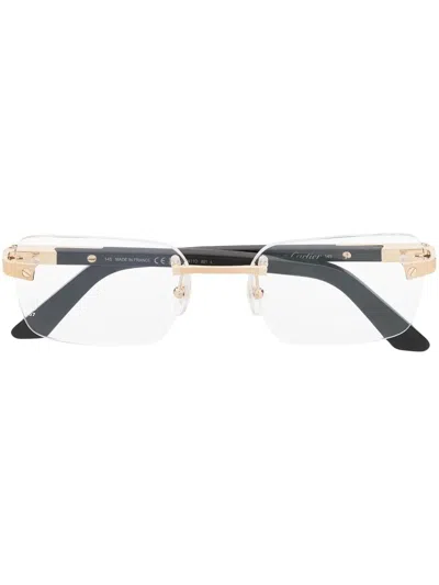 Cartier Logo-engraved Square-frame Glasses In Schwarz
