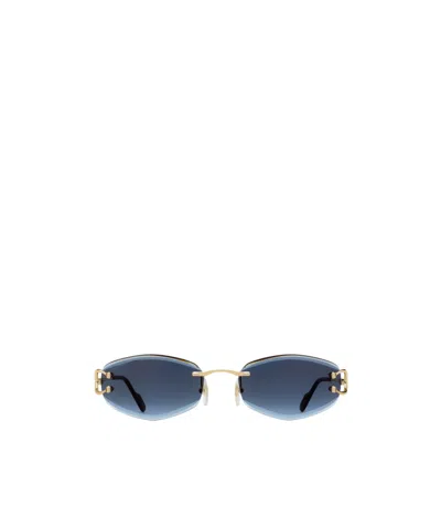 Cartier Logo Logo Sunglasses In Blue