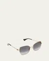 Cartier Logo Metal Butterfly Sunglasses In Smooth Golden Finish