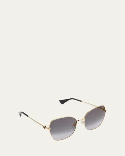 Cartier Logo Metal Butterfly Sunglasses In Smooth Golden Finish