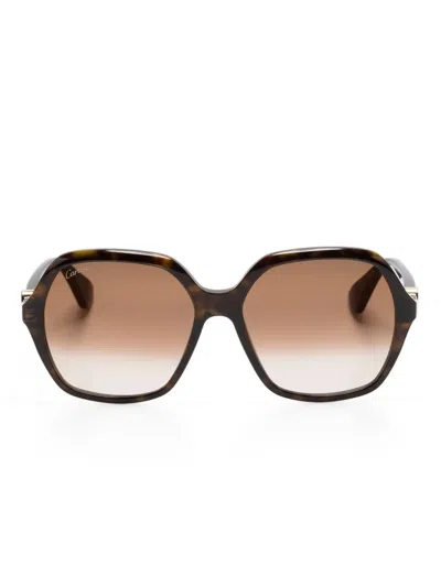 Cartier Sonnenbrille Mit Geometrischem Gestell In Brown