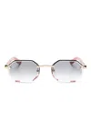 Cartier Logo-plaque Geometric-frame Sunglasses In Rot