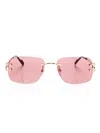 Cartier Logo-plaque Rectangle-frame Sunglasses In Red