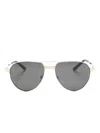 Cartier Logo-plaque Rectangle-frame Sunglasses In Silver