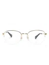 Cartier Logo-plaque Round-frame Glasses In Gold