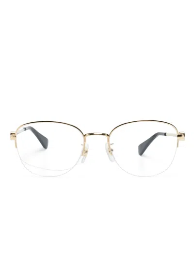 Cartier Logo-plaque Round-frame Glasses In Gold