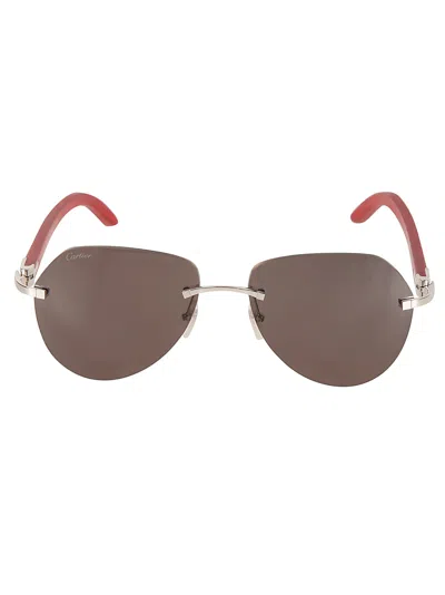 Cartier Logo Rim-less Sunglasses In 057