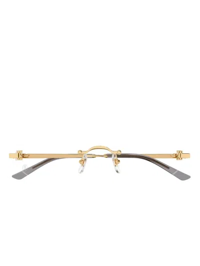 Cartier Logo Round-frame Glasses In Gold