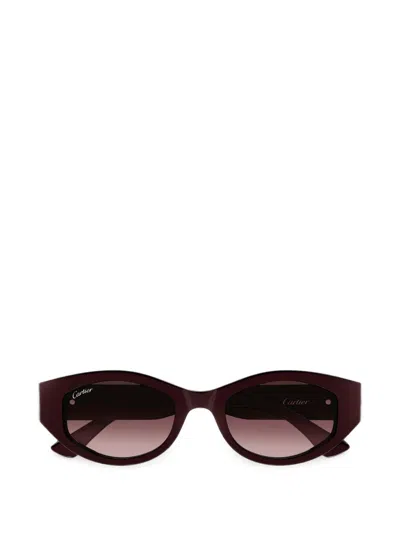 Cartier Logo-detail Sunglasses In Burgundy