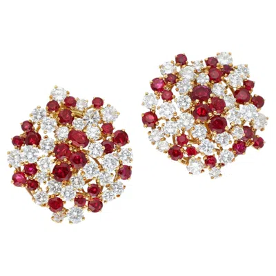 Pre-owned Cartier London Ruby And Diamond Ear Clips In Multi
