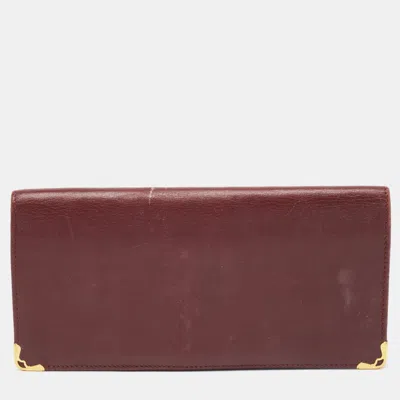 Pre-owned Cartier Long Bifold Wallet In Burgundy