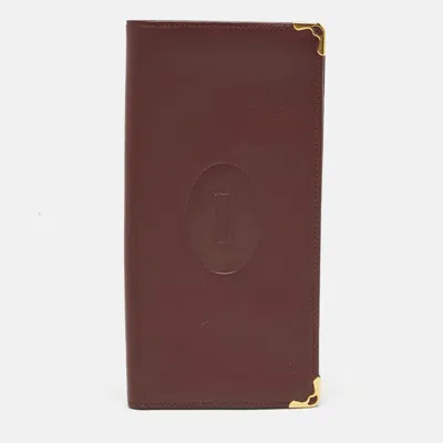 Pre-owned Cartier Long Wallet In Burgundy