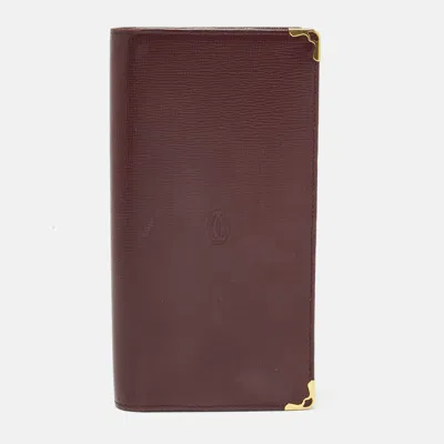 Pre-owned Cartier Long Wallet In Burgundy