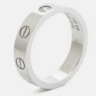 Pre-owned Cartier Love 1 Diamond 18k White Gold Narrow Wedding Band Ring Size 49