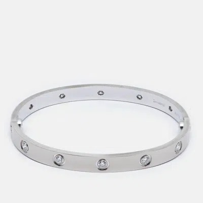 Pre-owned Cartier Love 10 Diamonds 18k White Gold Bracelet 17