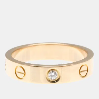 Pre-owned Cartier Love 18k Rose Gold And Diamond Band Ring Eu 50