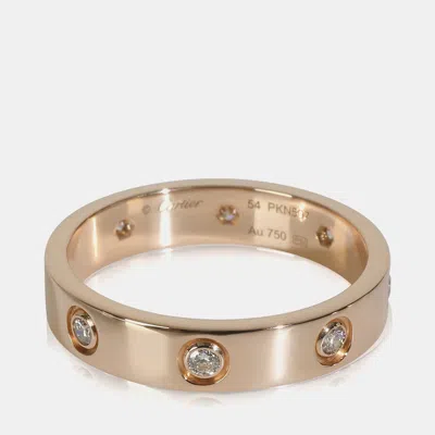 Pre-owned Cartier Love 18k Rose Gold And Diamond Band Ring Eu 54