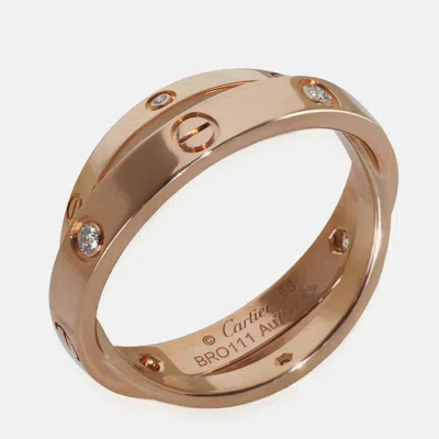 Pre-owned Cartier Love 18k Rose Gold And Diamond Band Ring Eu 56