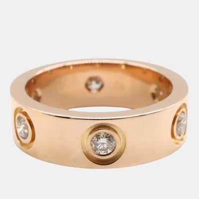 Pre-owned Cartier Love 18k Rose Gold And Diamond Love Band Ring Eu 48
