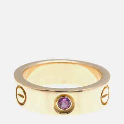 Pre-owned Cartier Love 18k Rose Gold And Sapphire Band Ring Eu 51