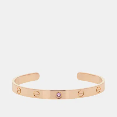 Pre-owned Cartier Love 18k Rose Gold And Sapphire Cuff Bracelet