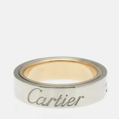 Pre-owned Cartier Love 18k Rose Gold And White Gold Band Ring Eu 54
