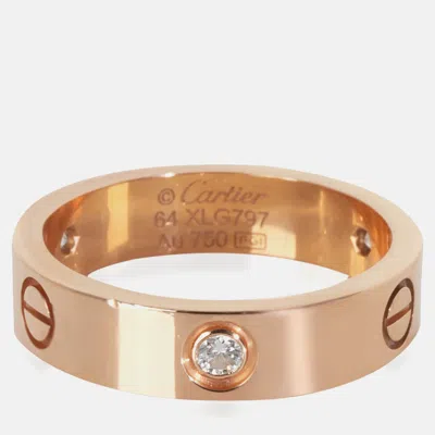 Pre-owned Cartier Love 18k Rose Gold Diamond Ring Eu 64