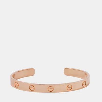Pre-owned Cartier Love 18k Rose Gold Open Bracelet