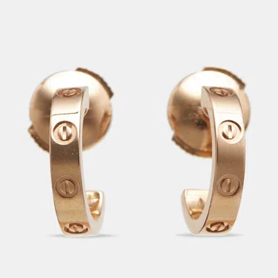 Pre-owned Cartier Love 18k Rose Gold Small Model Hoop Earrings