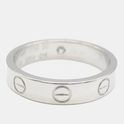 Pre-owned Cartier Love 18k White Gold And Diamond Band Ring Eu 50