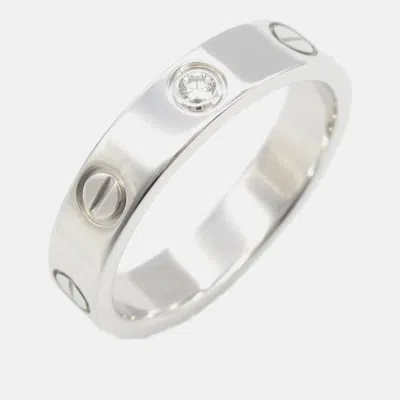 Pre-owned Cartier Love 18k White Gold And Diamond Band Ring Eu 50