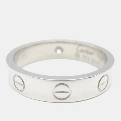 Pre-owned Cartier Love 18k White Gold And Diamond Band Ring Eu 51