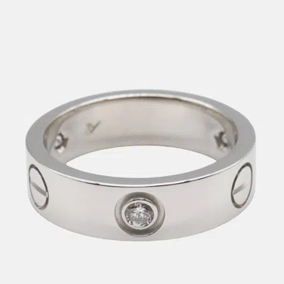 Pre-owned Cartier Love 18k White Gold And Diamond Band Ring Eu 53