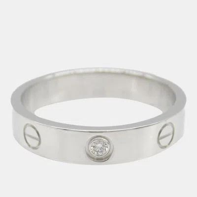 Pre-owned Cartier Love 18k White Gold And Diamond Band Ring Eu 55