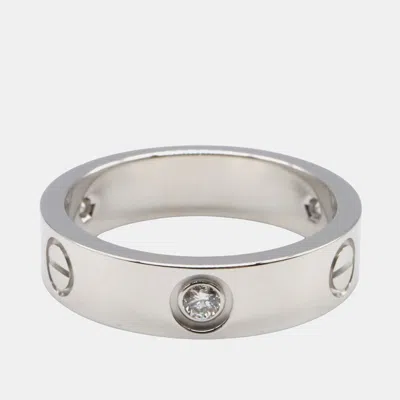 Pre-owned Cartier Love 18k White Gold And Diamond Band Ring Eu 60