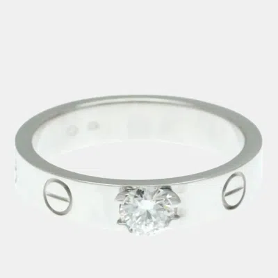 Pre-owned Cartier Love 18k White Gold And Diamond Solitaire Ring Eu 50