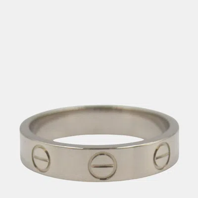 Pre-owned Cartier Love 18k White Gold Band Ring Eu 48