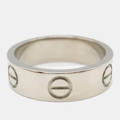 Pre-owned Cartier Love 18k White Gold Band Ring Eu 49