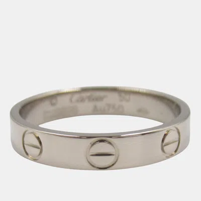 Pre-owned Cartier Love 18k White Gold Band Ring Eu 50