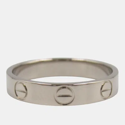 Pre-owned Cartier Love 18k White Gold Band Ring Eu 50
