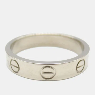 Pre-owned Cartier Love 18k White Gold Band Ring Eu 50