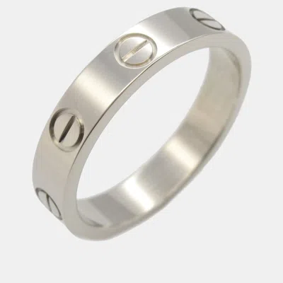 Pre-owned Cartier Love 18k White Gold Band Ring Eu 50