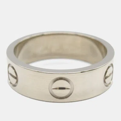 Pre-owned Cartier Love 18k White Gold Band Ring Eu 50