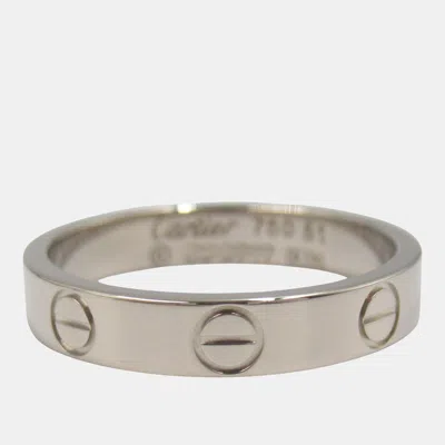 Pre-owned Cartier Love 18k White Gold Band Ring Eu 51