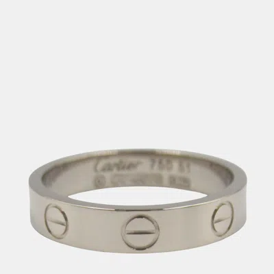 Pre-owned Cartier Love 18k White Gold Band Ring Eu 51