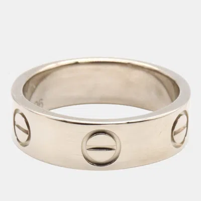 Pre-owned Cartier Love 18k White Gold Band Ring Eu 51